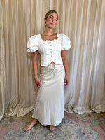 Beachside Natural Linen Midi Skirt