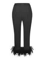 Black Feather Hem Pants