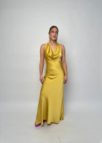 Golden Open Back Long Dress