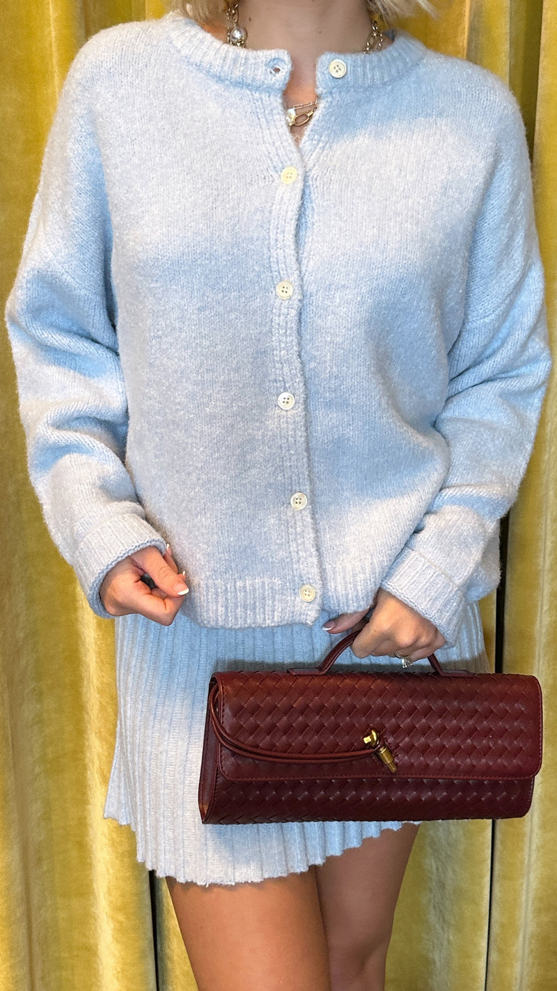 Baby Blue Pleated Mini Skirt