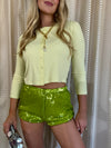 Key Lime Sequin Mini Short