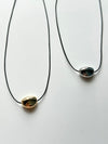 Silver Oval Pendant Cord Necklace