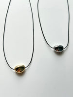 Silver Oval Pendant Cord Necklace