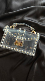 Pearl Studded Clear Mini Purse