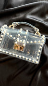 Pearl Studded Clear Mini Purse