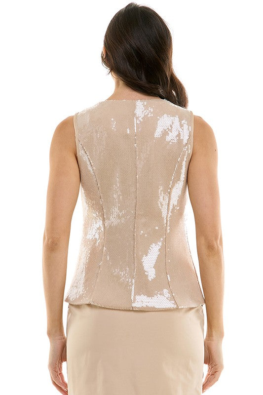 Champagne Sequin Vest Top