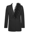 Black Feather Trim Blazer