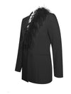 Black Feather Trim Blazer