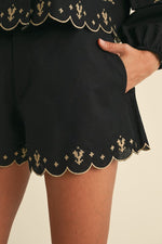 Black & Tan Embroidered Set Shorts