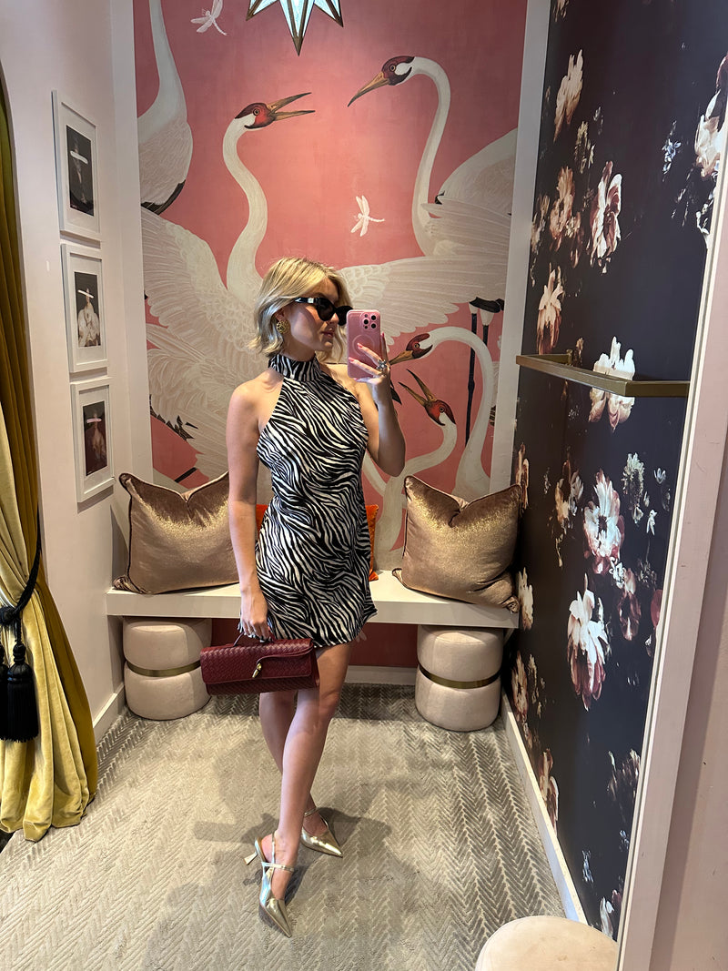 Zebra Halter Mini Dress