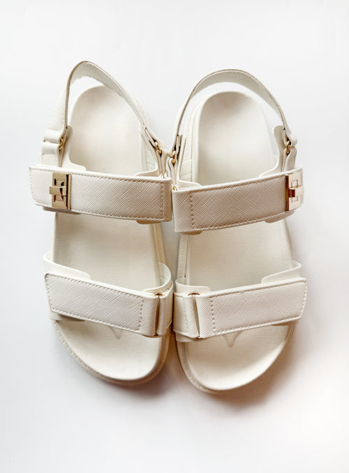 White Saffiano Sandals