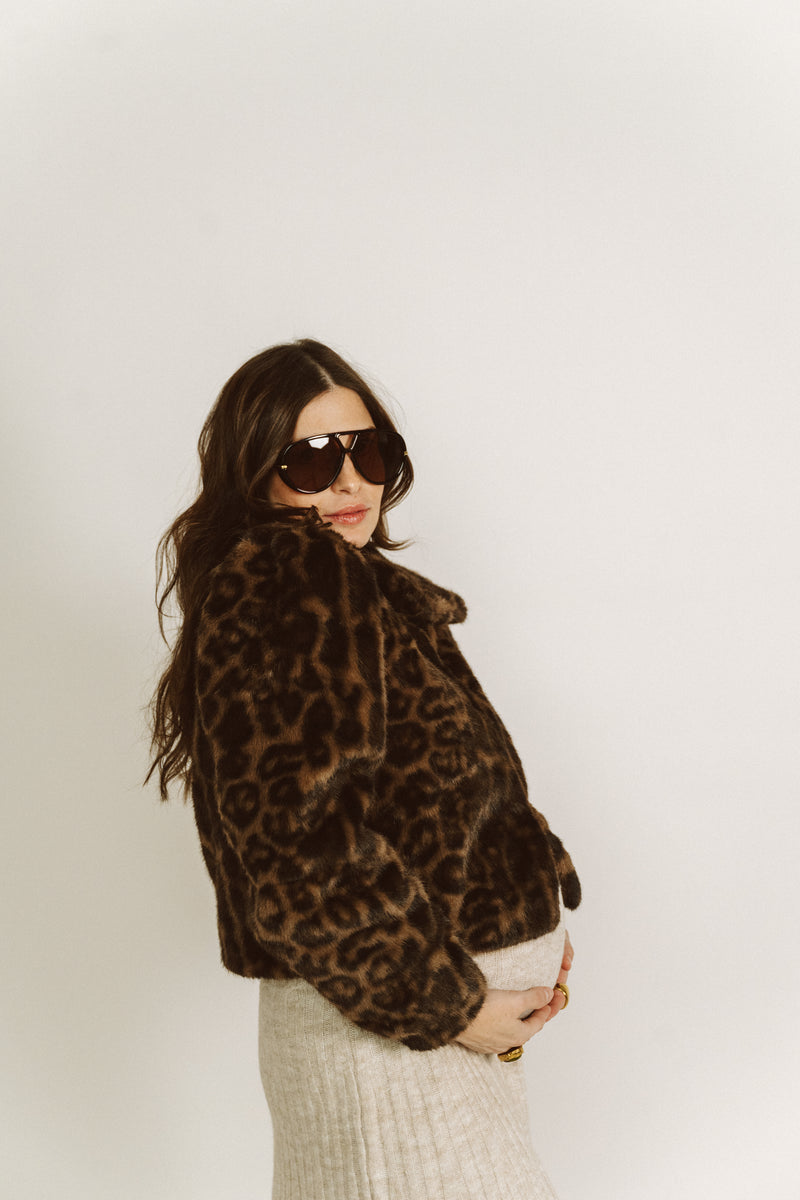 Leopard Fur Cropped Jacket