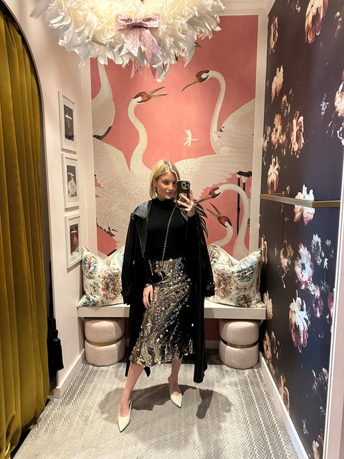 Midnight Sequin Midi Skirt