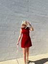 Elizabeth Red Velvet Shift Dress