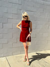 Elizabeth Red Velvet Shift Dress