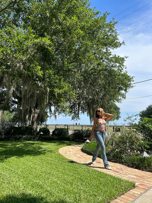 Mid Rise Mini Flare Jeans