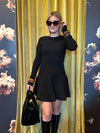 Black Pleated Sweater Dress