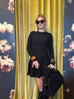 Black Pleated Sweater Dress