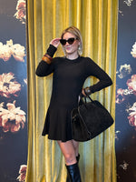 Black Pleated Sweater Dress