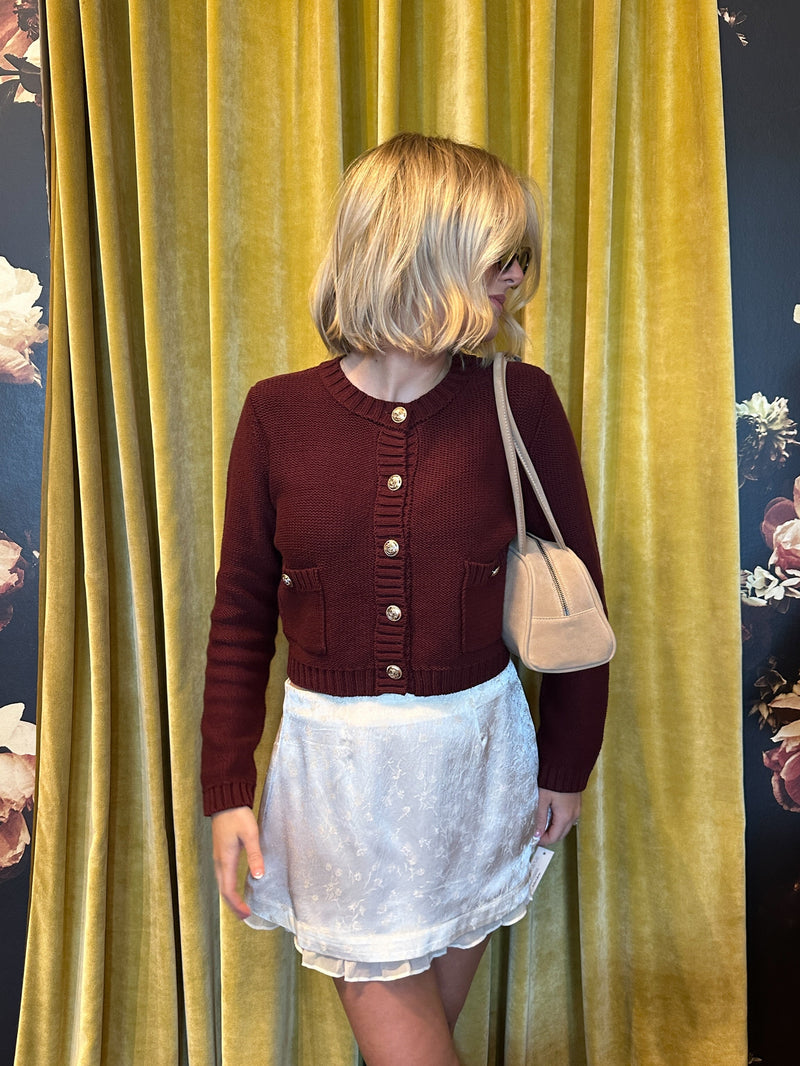 Amelie Burgundy Knit Jacket