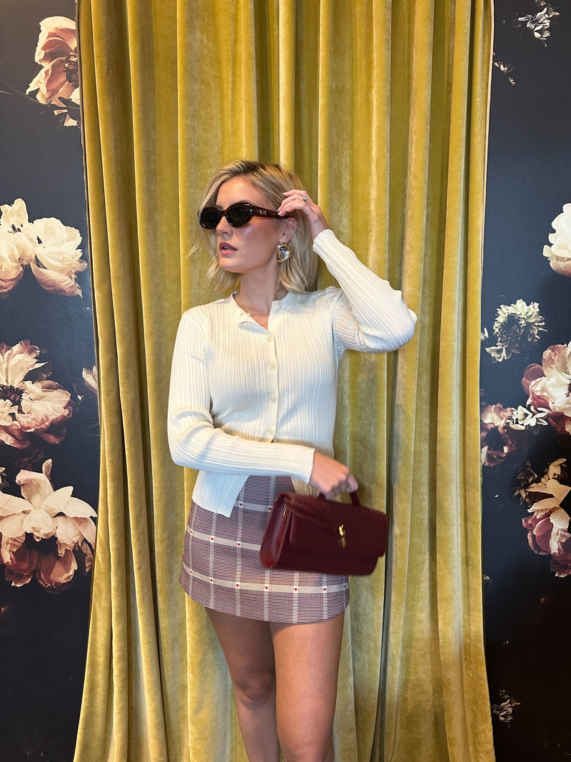 Madeline Burgundy Plaid Mini Skort
