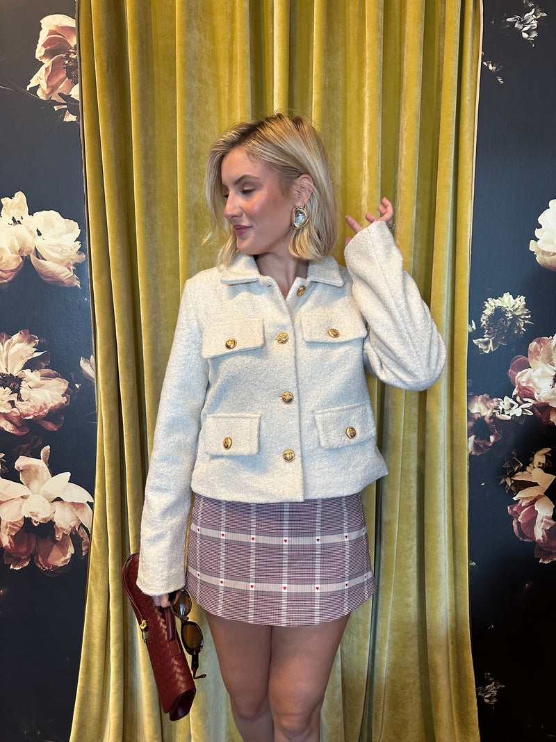 Faux Shearling Gold Button Jacket
