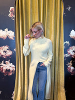 Butter Yellow Split Hem Turtleneck Top