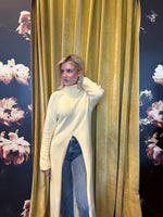 Butter Yellow Split Hem Turtleneck Top