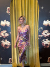 Purple & Gold Floral Midi Dress