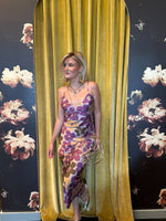 Purple & Gold Floral Midi Dress