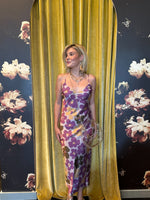 Purple & Gold Floral Midi Dress
