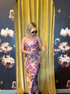 Purple & Gold Floral Midi Dress