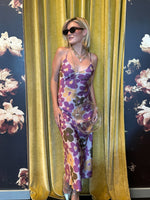 Purple & Gold Floral Midi Dress