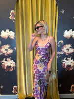Purple & Gold Floral Midi Dress