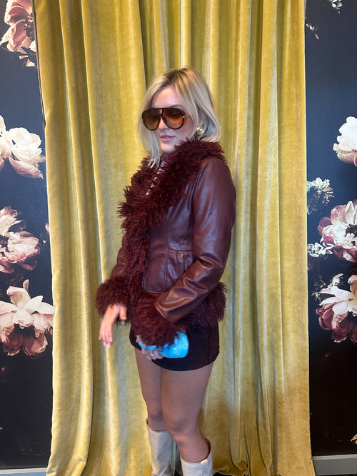 Leather & Fur Burgundy Jacket