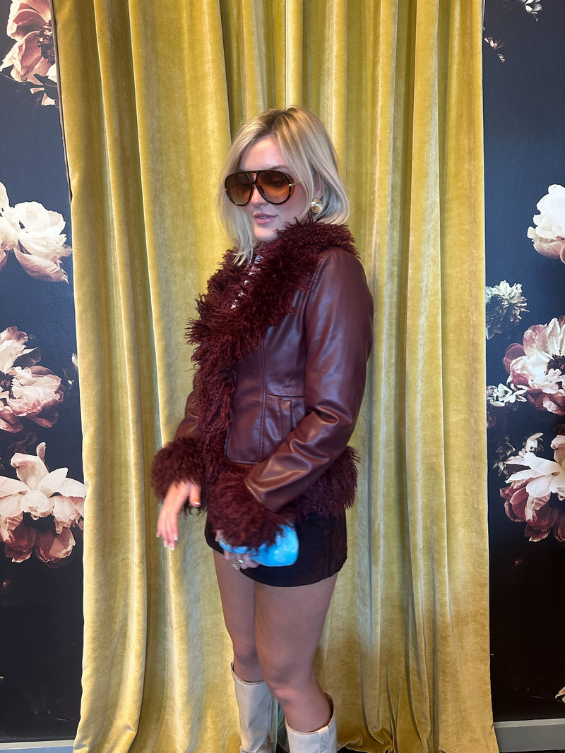 Leather & Fur Burgundy Jacket