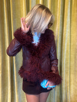 Leather & Fur Burgundy Jacket