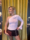 Pink One Shoulder Floral Top