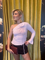 Pink One Shoulder Floral Top