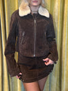 Brown Suede Mini Skirt