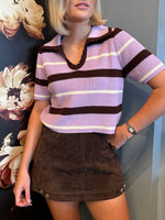 Lavender & Mocha Striped Sweater Top