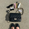 Black Quilted Faux Leather Purse
