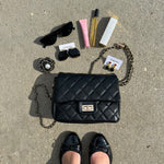 Black Quilted Faux Leather Purse