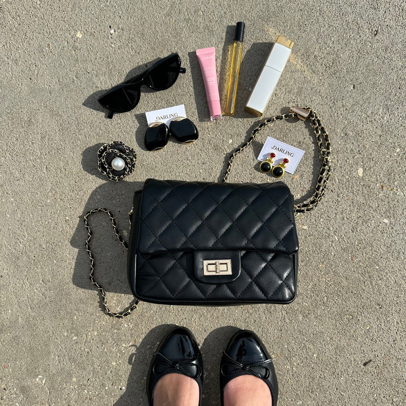 Black Quilted Faux Leather Purse