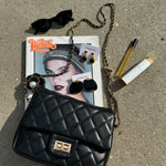 Black Quilted Faux Leather Purse