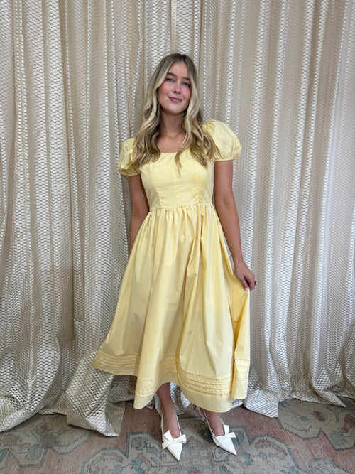 Butter Yellow Puff Sleeve Dress