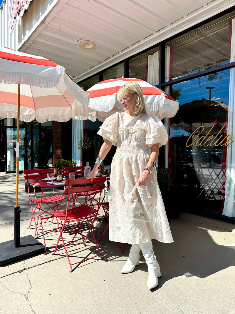 Ivory Jacquard Midi Dress