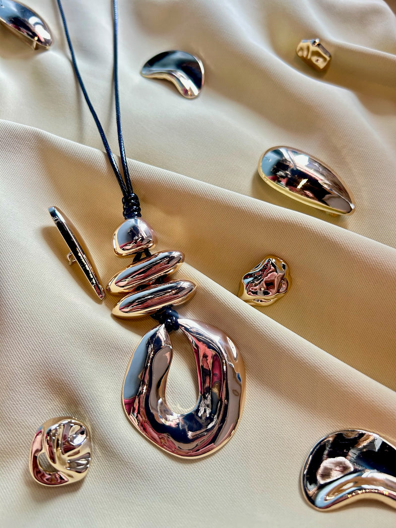 Chunky Gold & Leather Cord Necklace