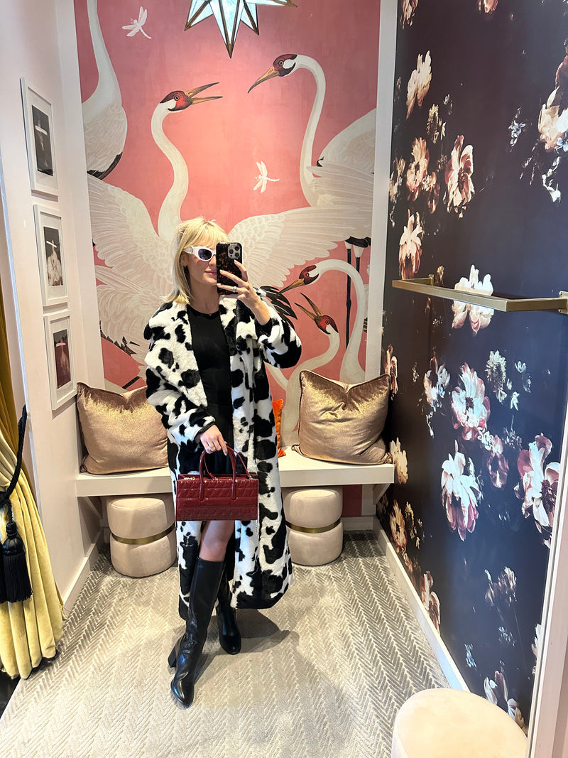 Cow Printed Long Coat