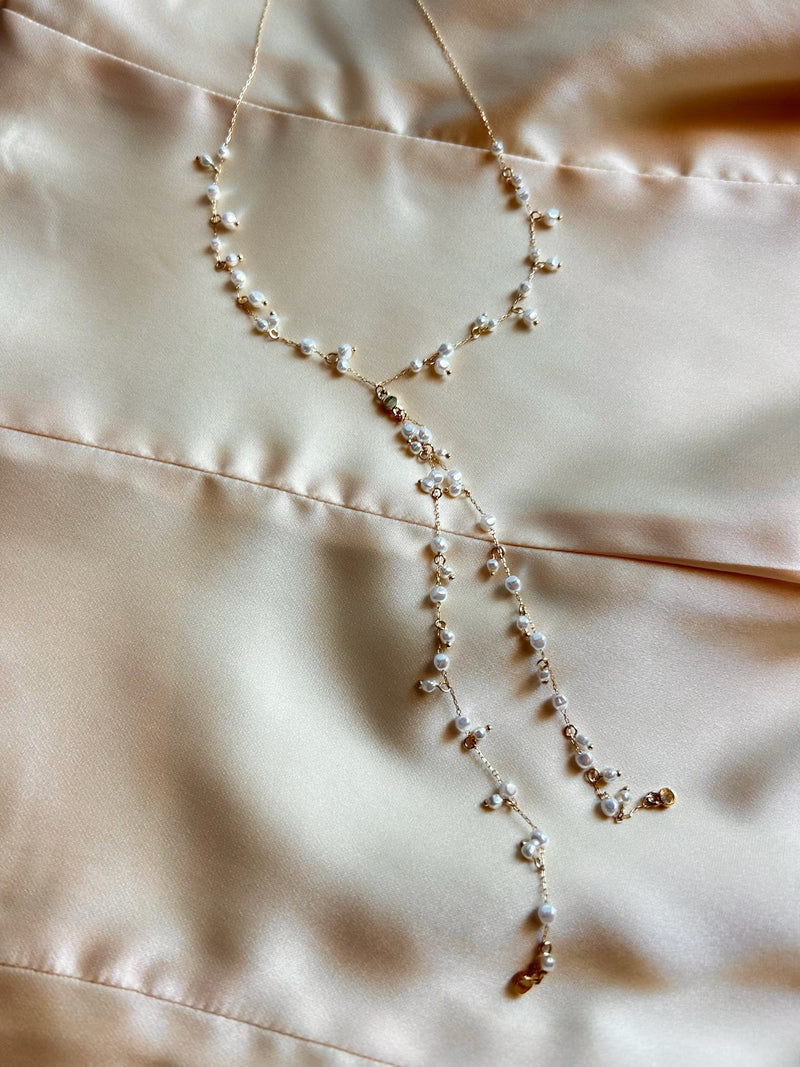 Dainty Pearl Y Chain Necklace